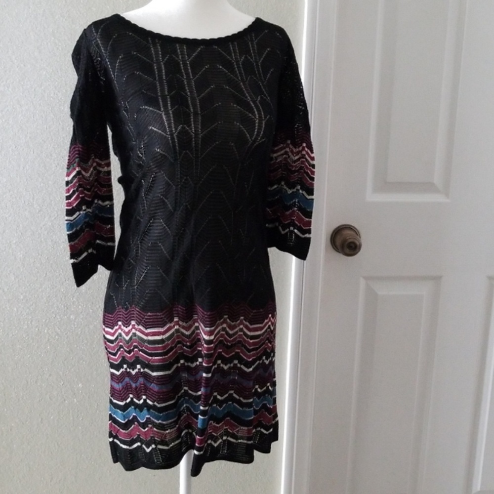 M by Missoni 3/4 Sleeve Knit Scoop Neck Dress